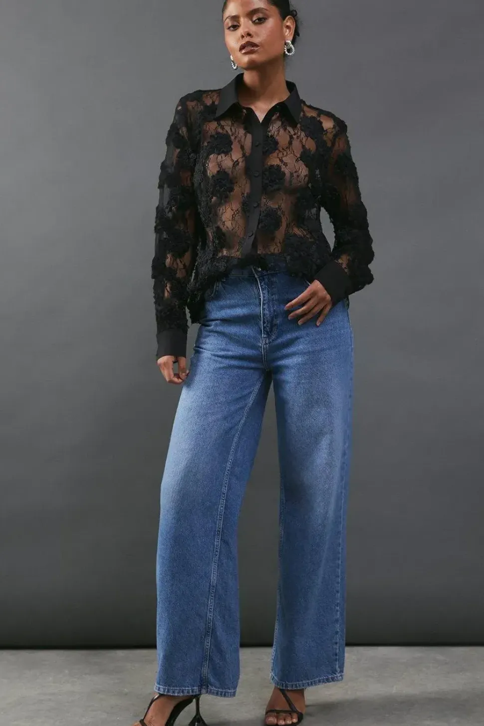 Textured Lace Sheer Shirt