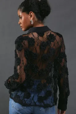 Textured Lace Sheer Shirt