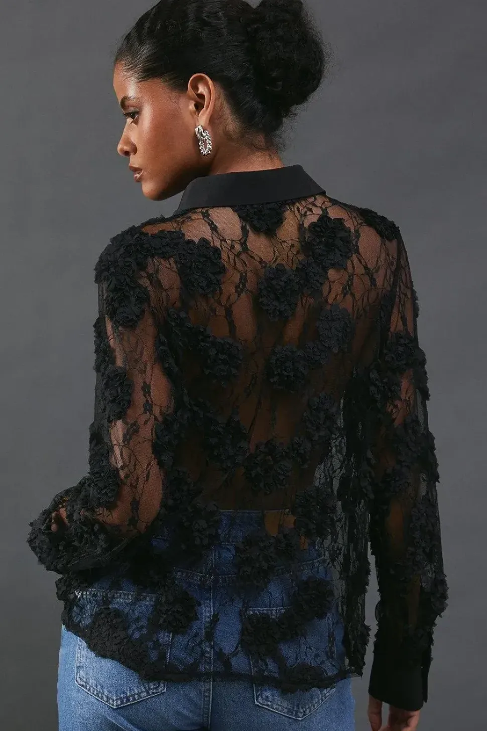 Textured Lace Sheer Shirt