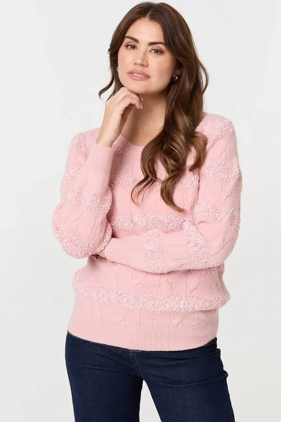 Textured Long Sleeve Knit Jumper