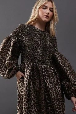 Textured Organza Shirred Midaxi Dress