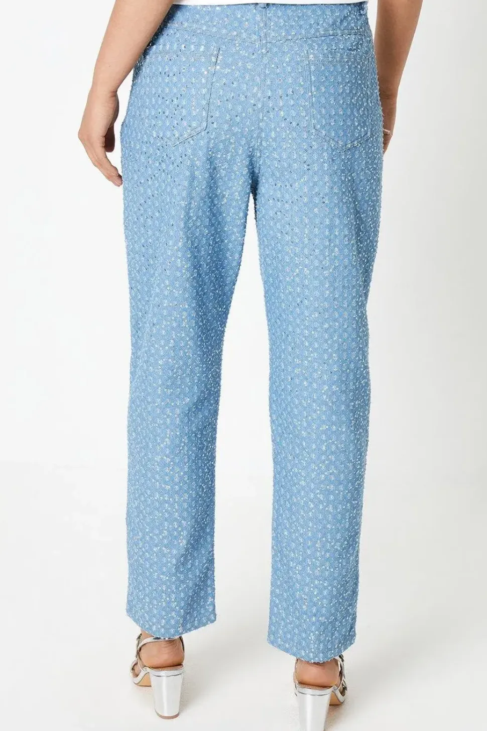 Textured Sequin Denim Jeans