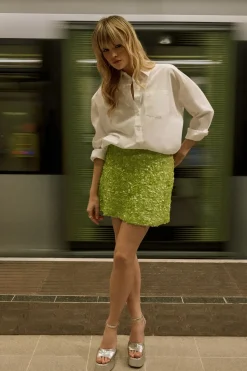 Textured Sequin Mini Skirt