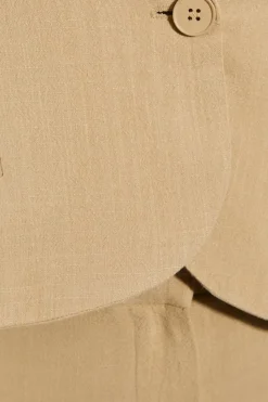 Textured Tailored Curved Hem Long Sleeve Blazer