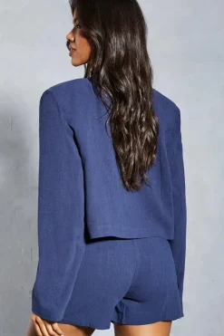 Textured Tailored High Waisted Shorts