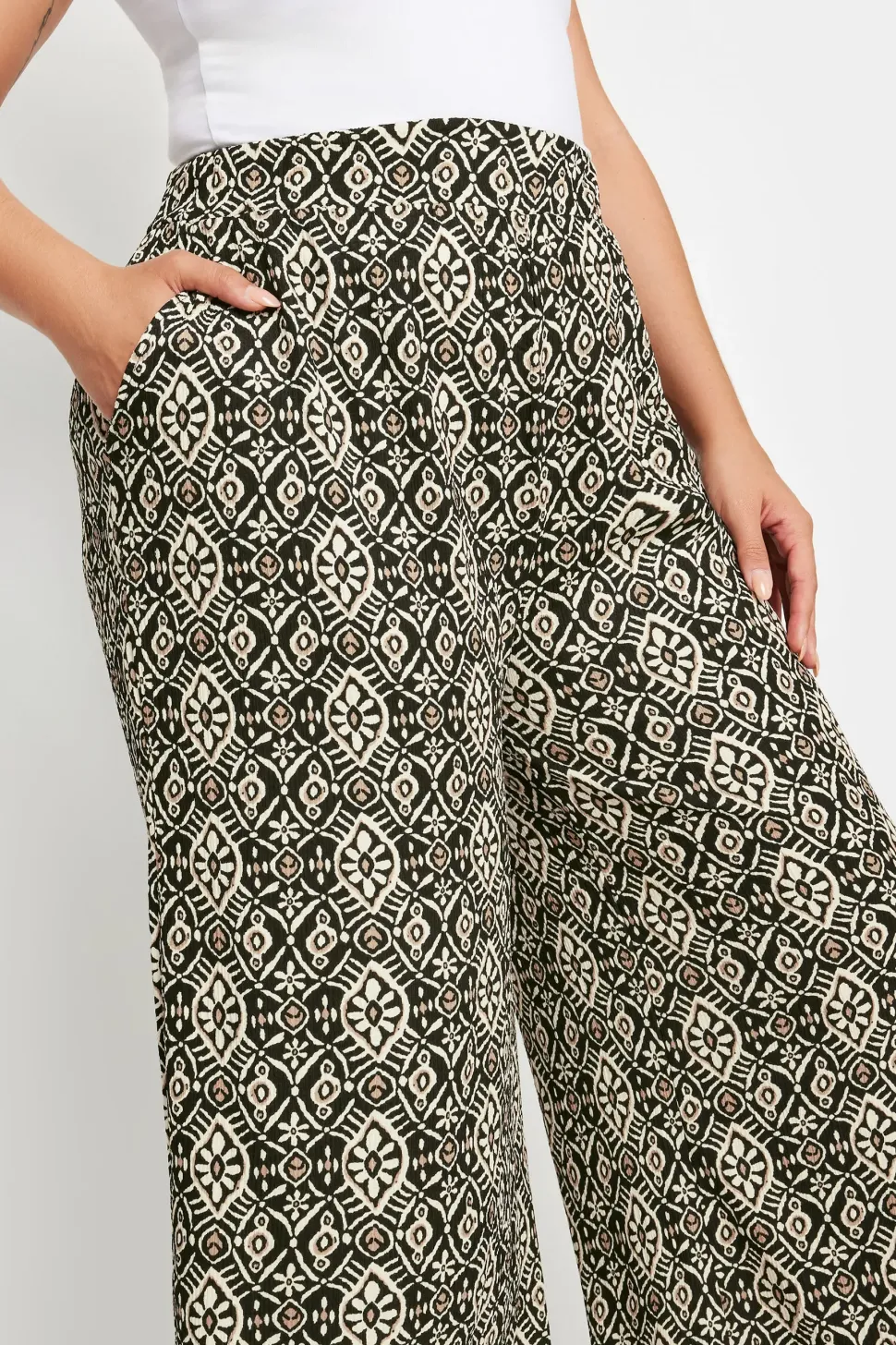 Textured Wide Leg Trousers
