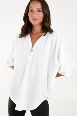 Textured Zip Top