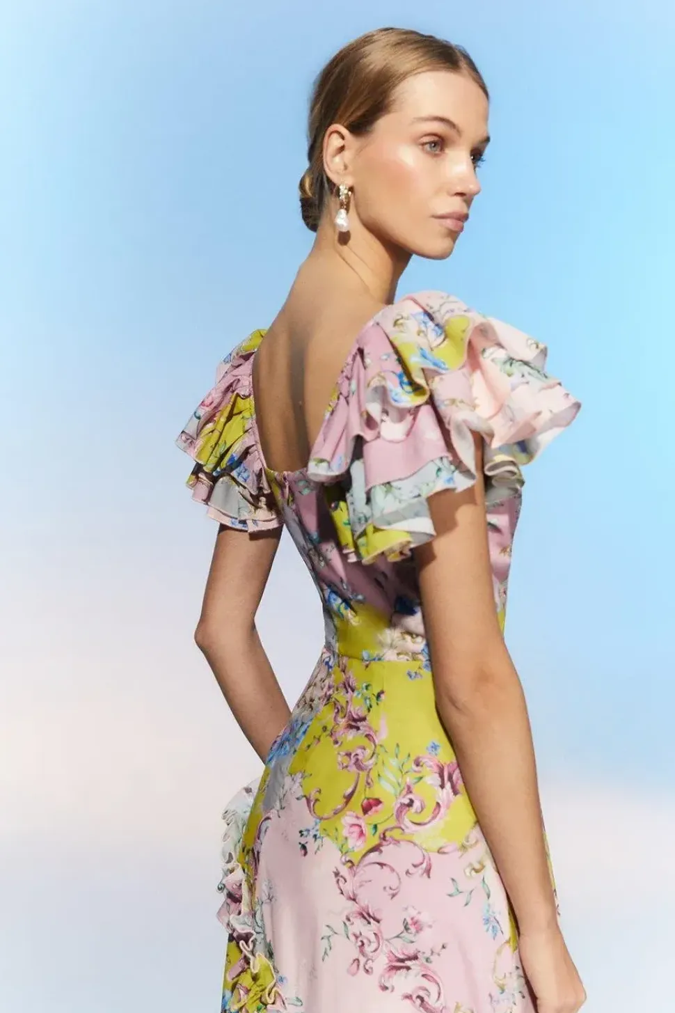 The Collector Frill Sleeve Ruffle Skirt Cotton Midi Dress
