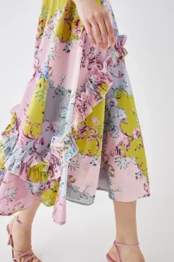 The Collector Frill Sleeve Ruffle Skirt Cotton Midi Dress