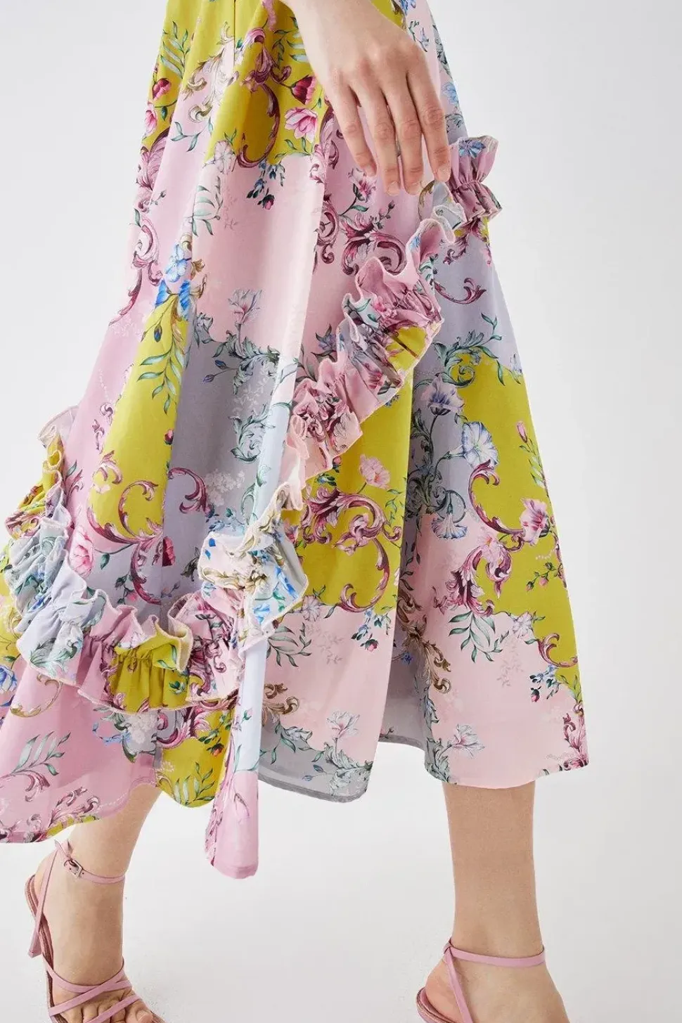The Collector Frill Sleeve Ruffle Skirt Cotton Midi Dress