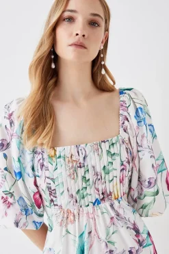 The Collector Pleat Bust Midi Cotton Dress