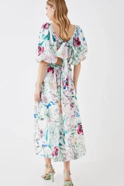 The Collector Pleat Bust Midi Cotton Dress