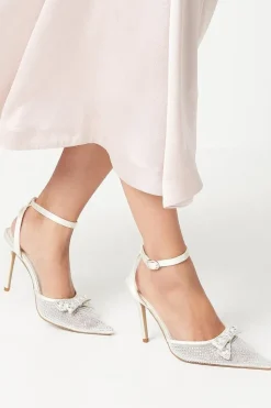 Tiarna Embellished Bridal Mesh Bow High Stiletto Heel Pointed Courts