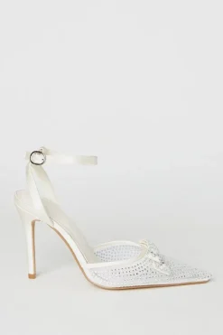 Tiarna Embellished Bridal Mesh Bow High Stiletto Heel Pointed Courts