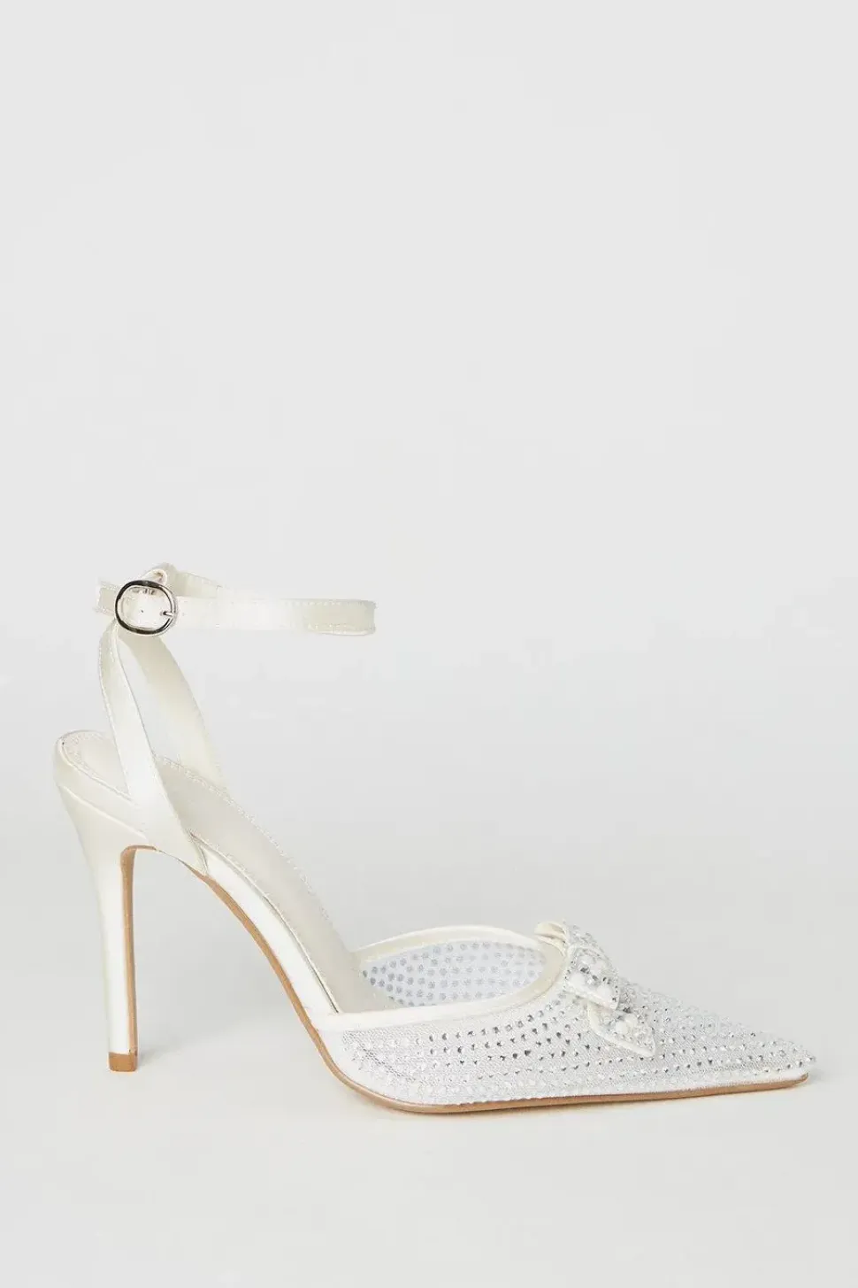 Tiarna Embellished Bridal Mesh Bow High Stiletto Heel Pointed Courts