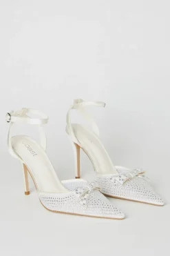 Tiarna Embellished Bridal Mesh Bow High Stiletto Heel Pointed Courts