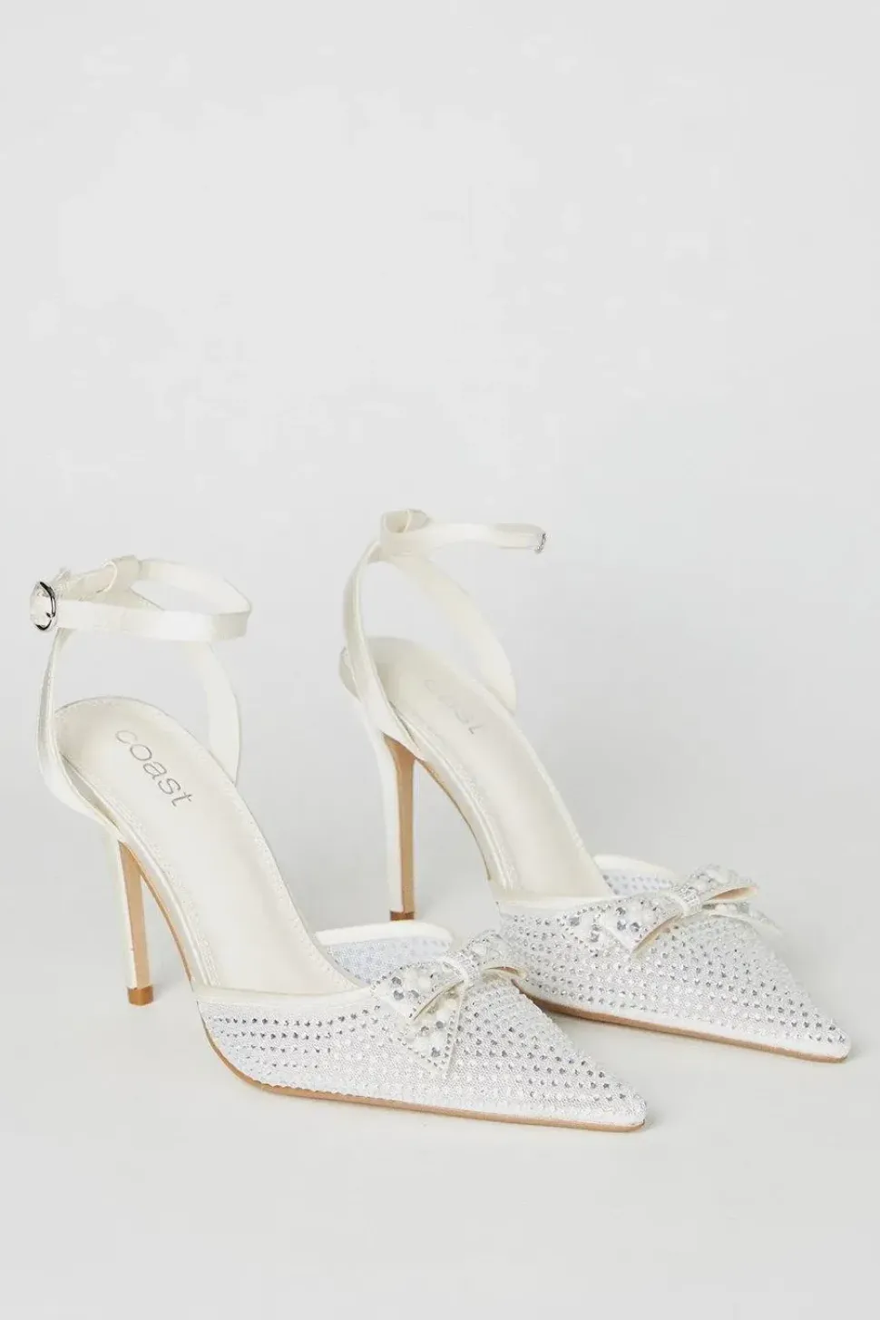 Tiarna Embellished Bridal Mesh Bow High Stiletto Heel Pointed Courts