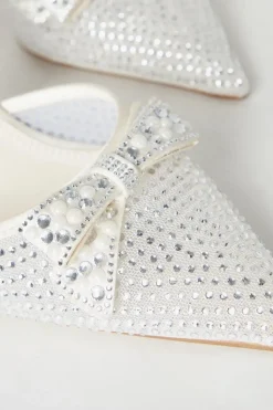 Tiarna Embellished Bridal Mesh Bow High Stiletto Heel Pointed Courts