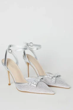 Tiarna Embellished Mesh Bow High Stiletto Heel Pointed Courts