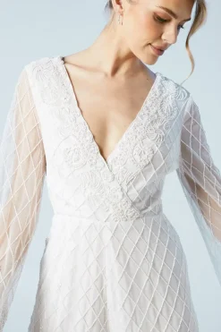 Tie Back Scallop Edge Embellished Bridal Playsuit