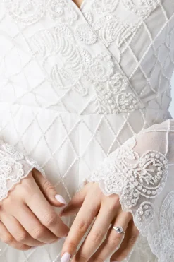 Tie Back Scallop Edge Embellished Bridal Playsuit