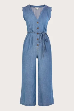 Tie Belt Denim Jumpsuit