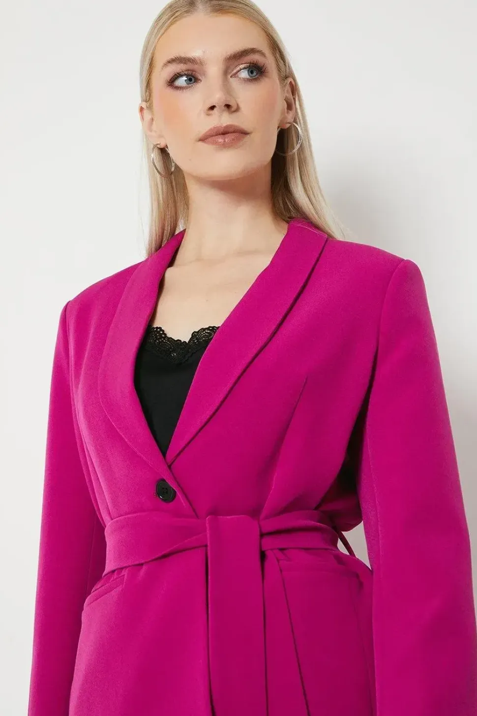 Tie Belted Single Breasted Blazer