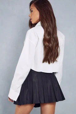 Tie Detail Pleated Woven Mini Skirt