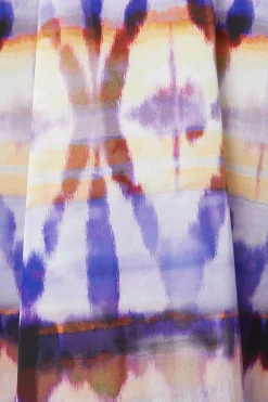 Tie Die Satin Ring Detail Hanky Hem Maxi Dress
