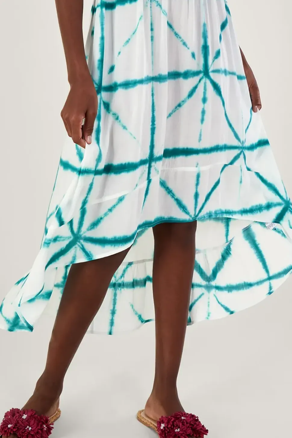 Tie Dye Cross Print High Low Dress