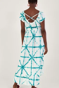 Tie Dye Cross Print High Low Dress