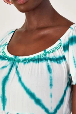 Tie Dye Cross Print High Low Dress
