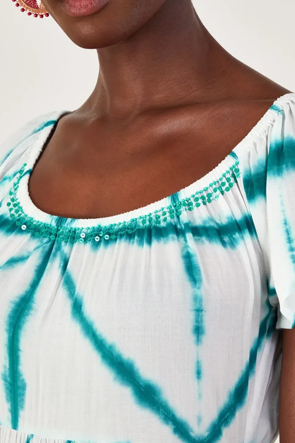 Tie Dye Cross Print High Low Dress
