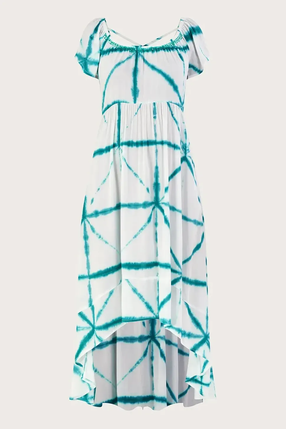 Tie Dye Cross Print High Low Dress