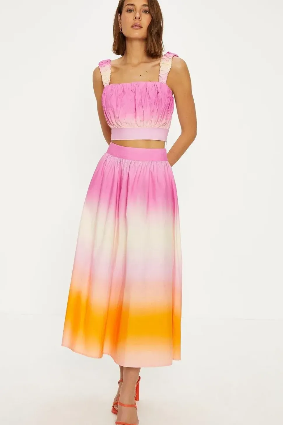 Tie Dye Ruched Strappy Top