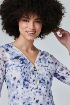 Tie Dye Zip Front Pephem Top