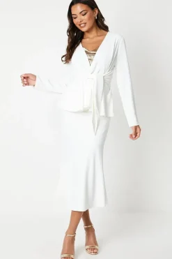 Tie Front Lightweight Crepe Jacket