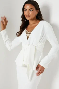 Tie Front Lightweight Crepe Jacket