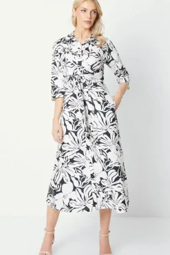 Tie Front Midi Shirt Dress