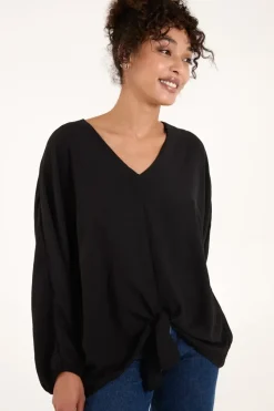 Tie Front Oversized Batwing Top