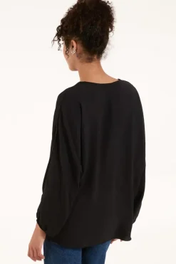 Tie Front Oversized Batwing Top