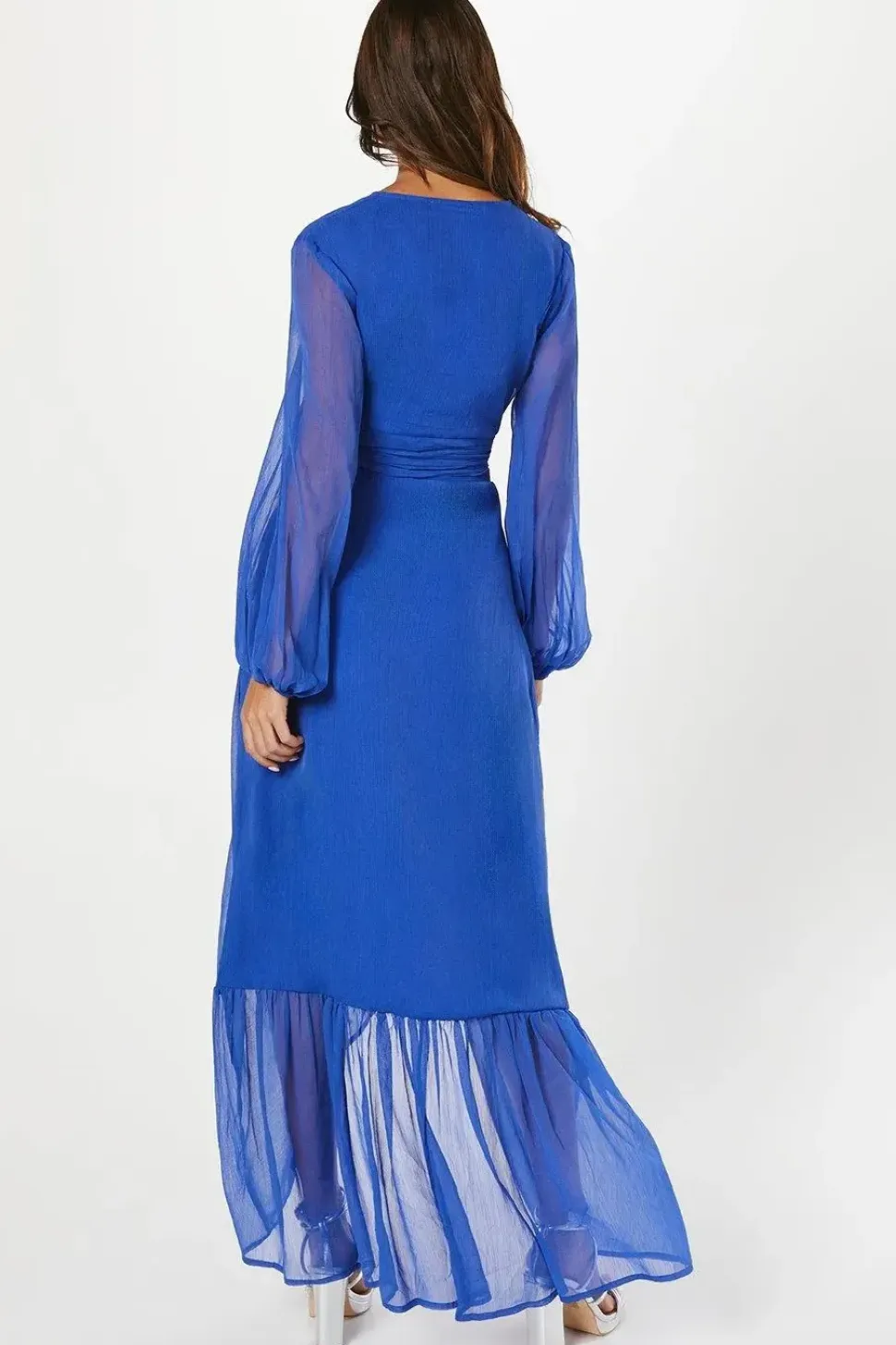Tie Front Ruffle Skirt Maxi Dress