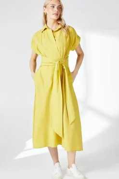 Tie Front Shirt Midi Dress