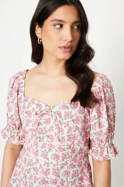 Tie Front Sweetheart Neck Top
