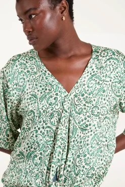 Tie Front V Neck Top