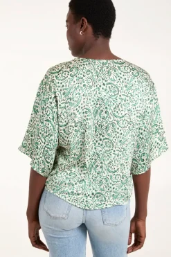 Tie Front V Neck Top