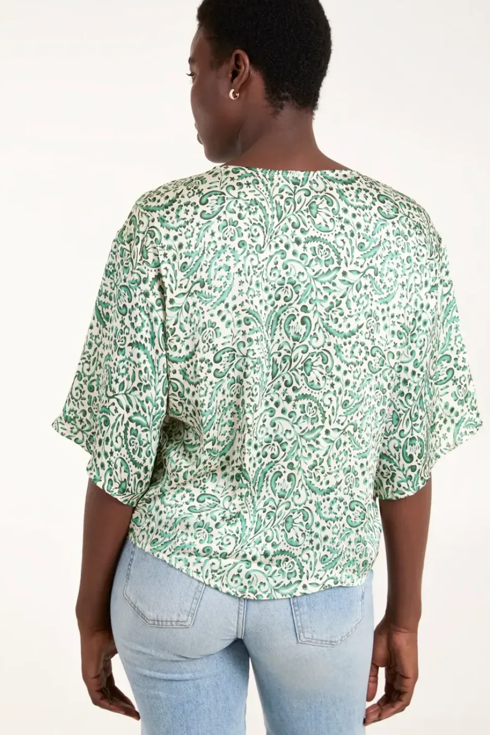Tie Front V Neck Top