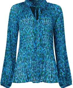 Tie-Neck Animal Print Blouse