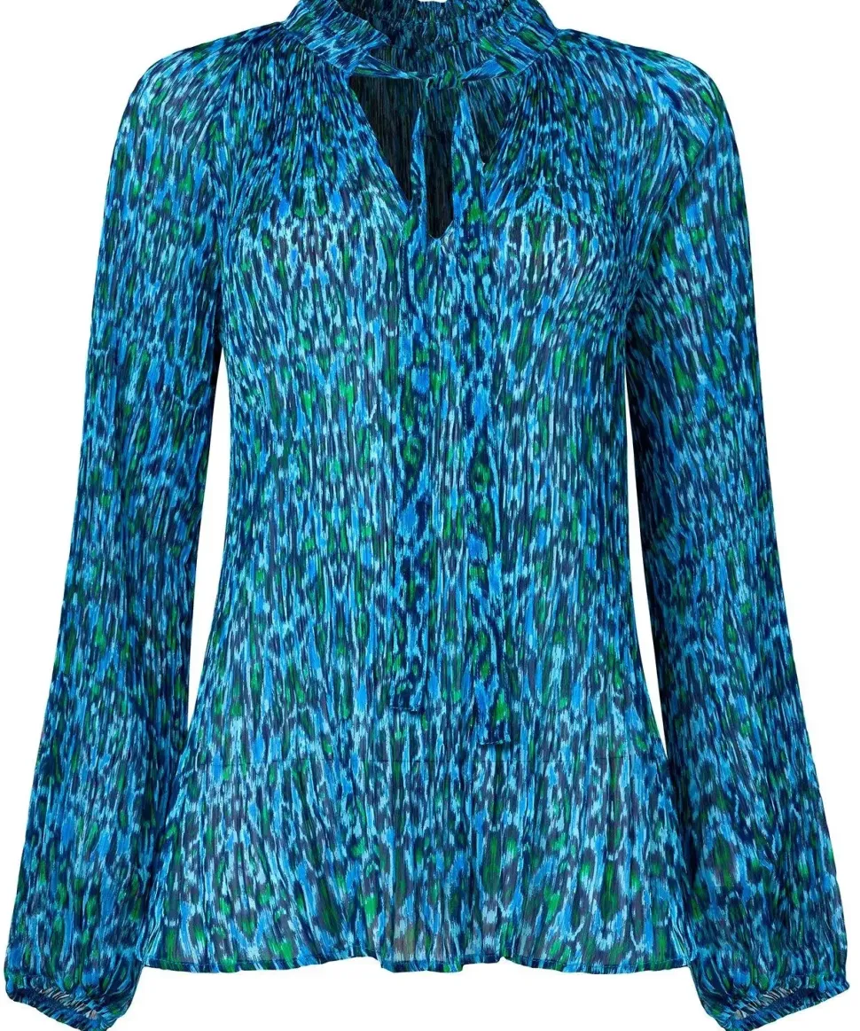 Tie-Neck Animal Print Blouse