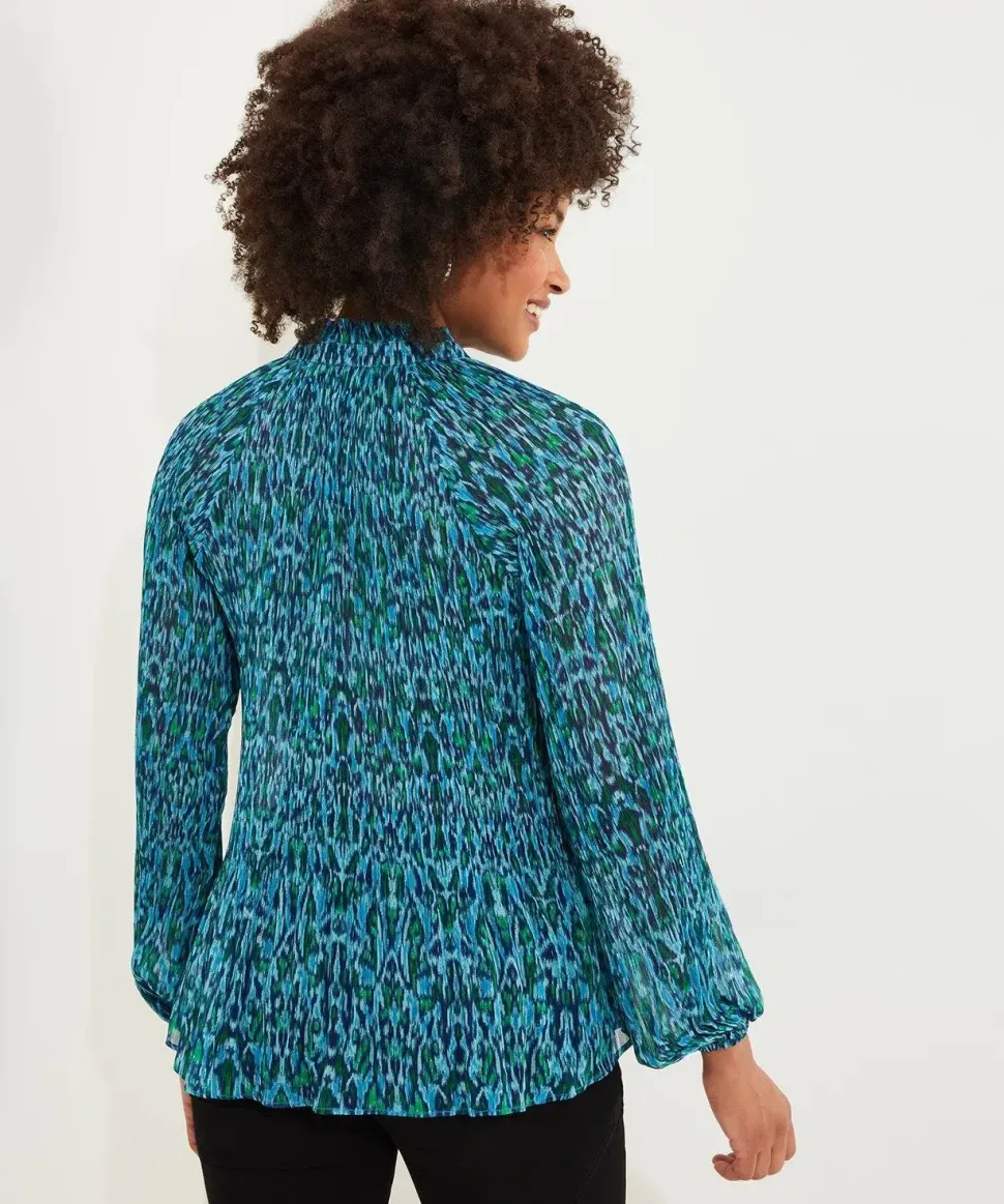 Tie-Neck Animal Print Blouse